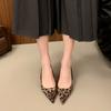 Fashion Women High Heels Shoes Leopard Sandals Sexy 2025 New Pointed Toe Dress Party Slippers Summer Fashion Elegant Pumps Mujer Zapato