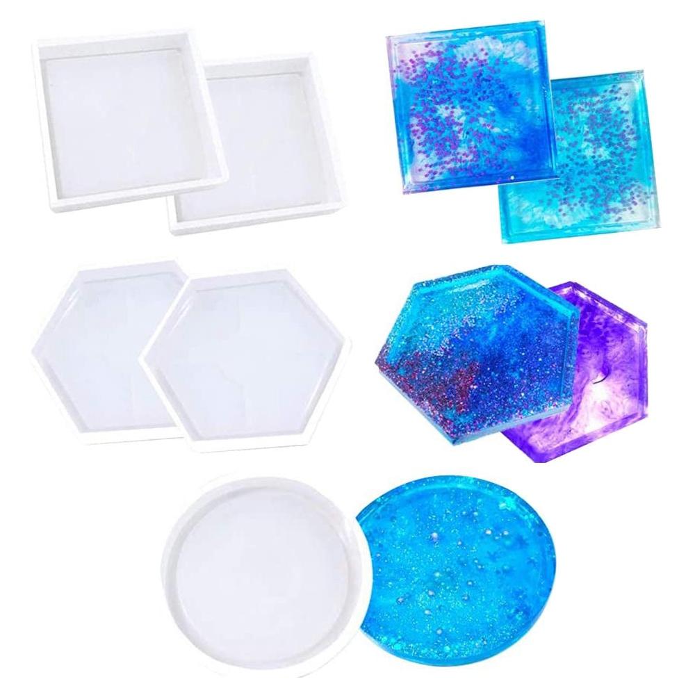 Прозрачная форма для подставок, комплект эпоксидной смолы для шестиугольной квадратной круглой формы
