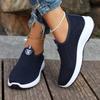 Women's Breathable Flyknit Sneakers Comfortable Slip-On Walking Shoes Lightweight Casual Athletic Mesh Shoes