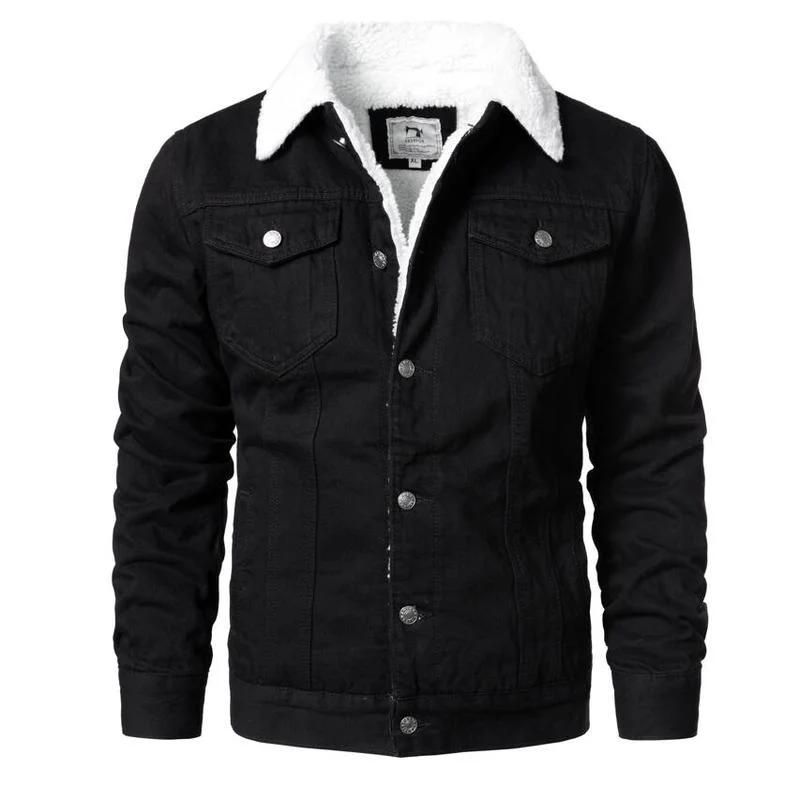 Men Light Blue Jackets Slim Casual Coats Male High Quality Thicker Winter Jean Jackets Warm Coats