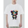 Cute Bear Streetwear T-Shirt Black Colorful Graffiti Bear with Hoodie and Sneakers Urban Fashion Casual Wear for Men and Women