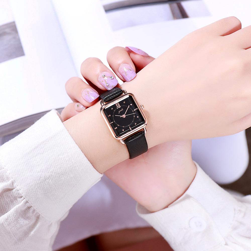 Простые и модные квадратные кварцевые часы для студентов, повседневные женские часы на пояс