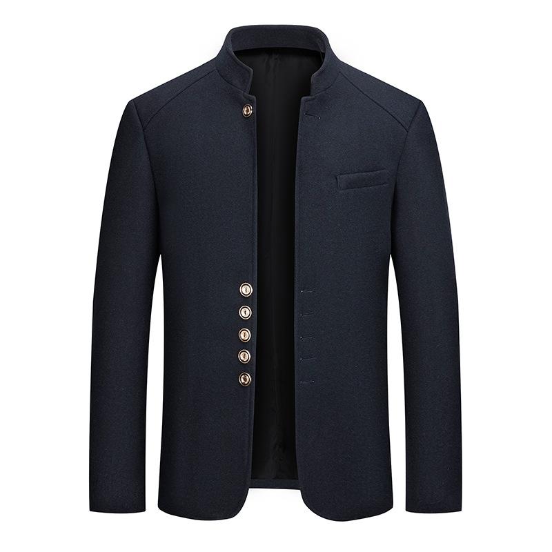 Мужские шерстяные пальто Осень Зима Пальто с воротником-стойкой Модное приталенное Шерстяное пальто Однотонное Повседневное для бизнеса
