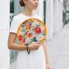 Japanese Style Folding Fan Flower Pattern Collapsible Fan Mini Handheld Fan  Beach Use