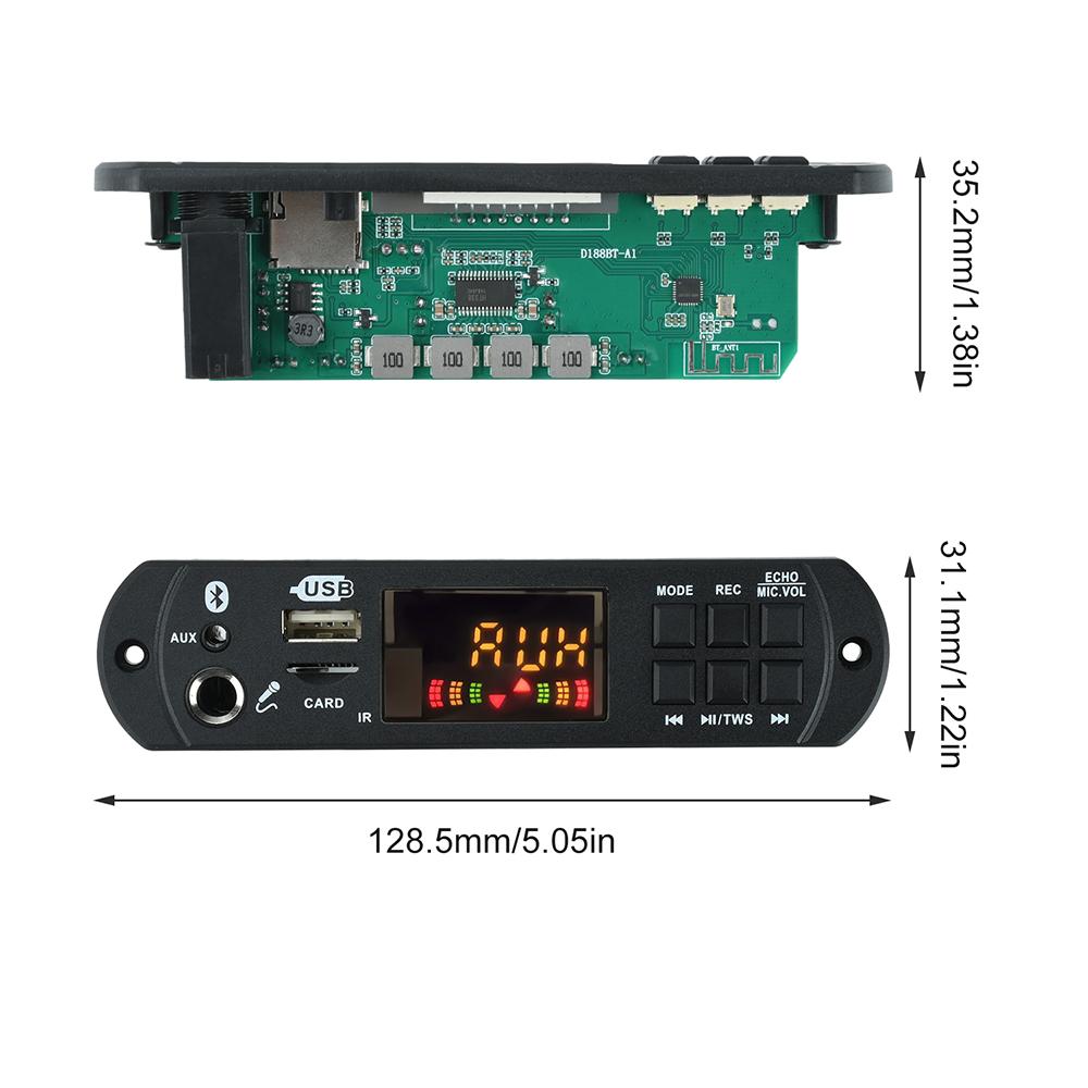 100 Вт Bluetooth MP3 Декодер Плата 2*40 Вт Усилитель Аудио Плеер 12 В DIY MP3 Плеер Автомобильный FM Радио Модуль TF USB Микрофон Запись Звонка