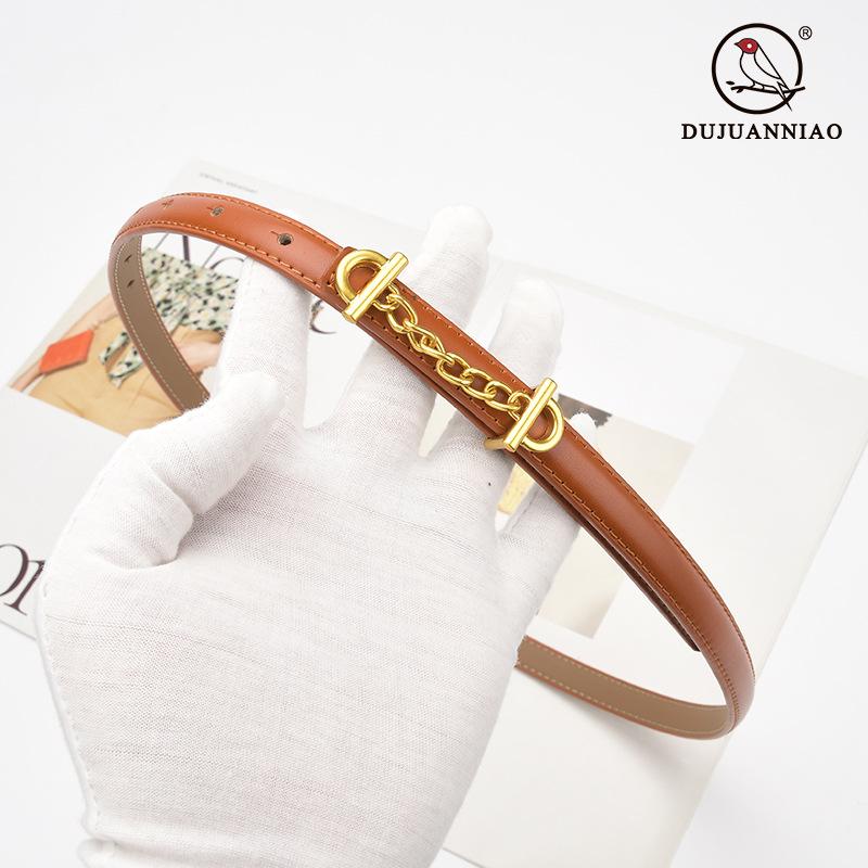 Retro Chain Smooth Buckle Belt For Women, Simple Style Jeans Belt For Women