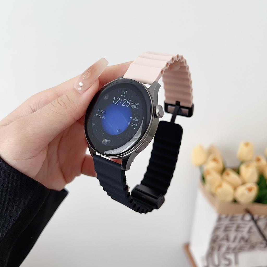 Suitable For Huawei Watch Gt5432 Strap Watch4Pro Two-Color Marine Silicone Magnetic Buckle Samsung Sports
