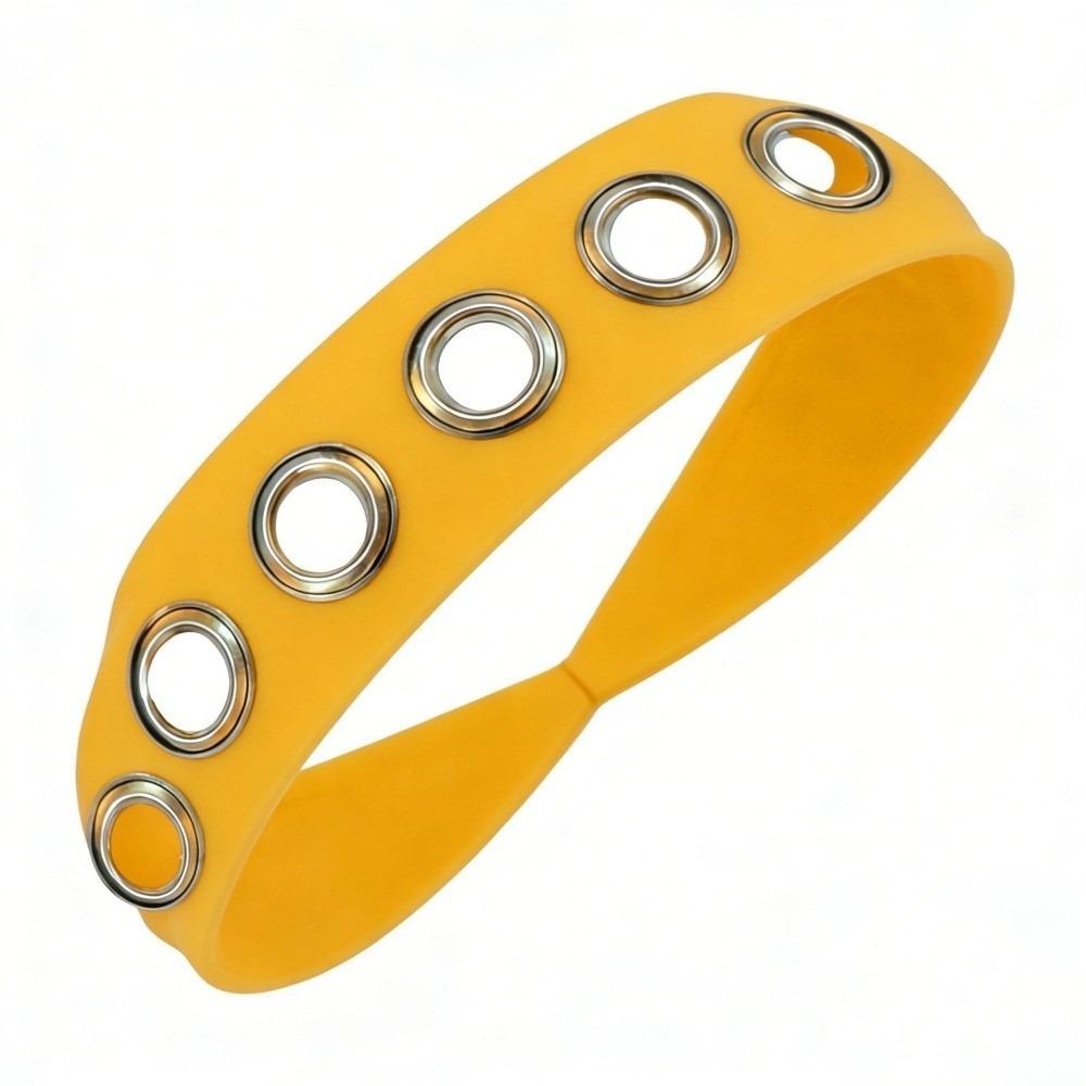 Solid Color Hollow Metal Headband Grommet Yoga Elastic Hair Band Women