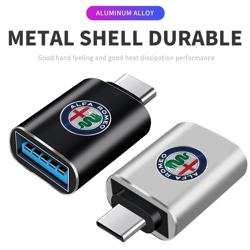 Car Type-C To USB 3.0 Interface Mini Converter Charging Adapter For Alfa Romeo 4C 159 166 Spider Giulia Giulietta 156 Mito 8C GT