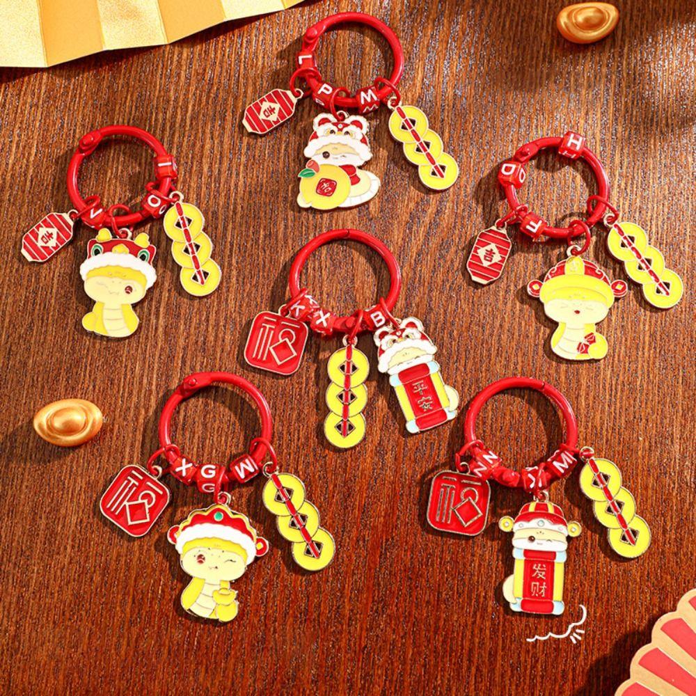 Lucky New Year Key Ring Blessing Cartoon Snake Pendant Fashion Chinese Zodiac Snake Keychain  Kids