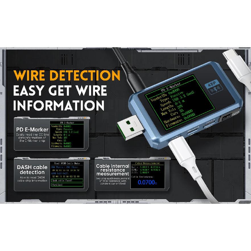 FNIRSI FNB48P USB-тестер вольтметр амперметр TYPE-C быстрое обнаружение заряда триггерная емкость измерение пульсаций с ЧПУ металлический корпус