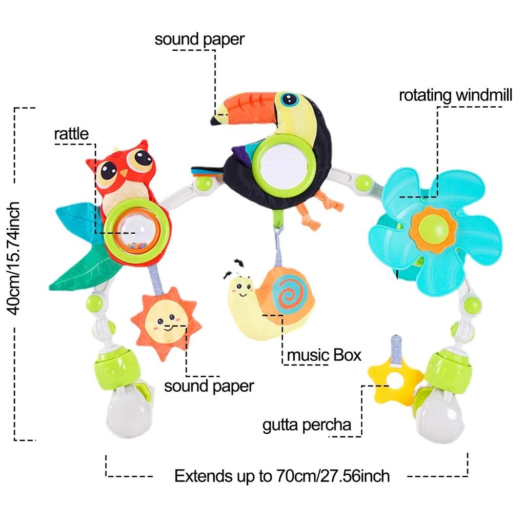 Игрушки-дуги для детской коляски, музыкальные погремушки с прорезывателем для детской кроватки, коляски, автокресла, игрушки для сенсорного развития детей от 0 до 6 месяцев