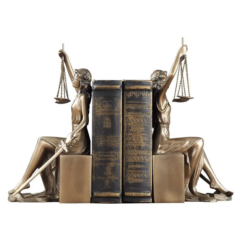 2pcs/set Creative Home Decor Artwork Antique Greek Justice Goddess Statue Fair Angels Resin Bookends Study Room Decoration