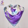 [BYSIFA] Women Grey Purple Square Scarves Wraps New Brand Floral Pattern Silk Scarf Shawl Fashion Female Neck Head Scarf Hijab