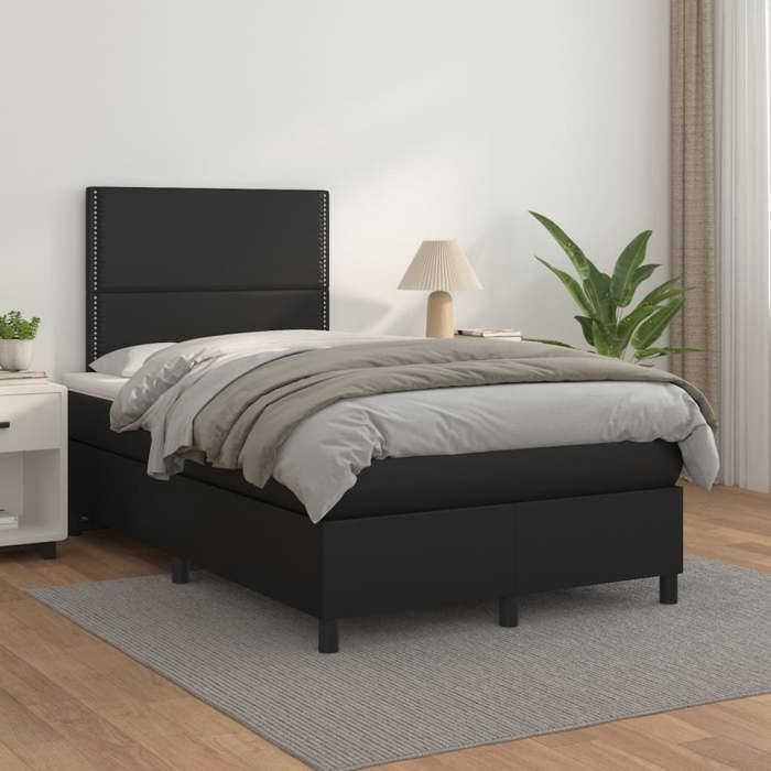 Maison Exclusive - Sommier à lattes de lit avec matelas noir 120x190 cm similicuir