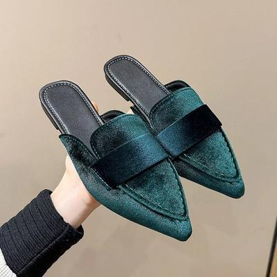 Модные полуслип-туфли женские роскошные бархатные мокасины модные остроносые лоферы женские летние осенние велюровые балетки на плоской подошве