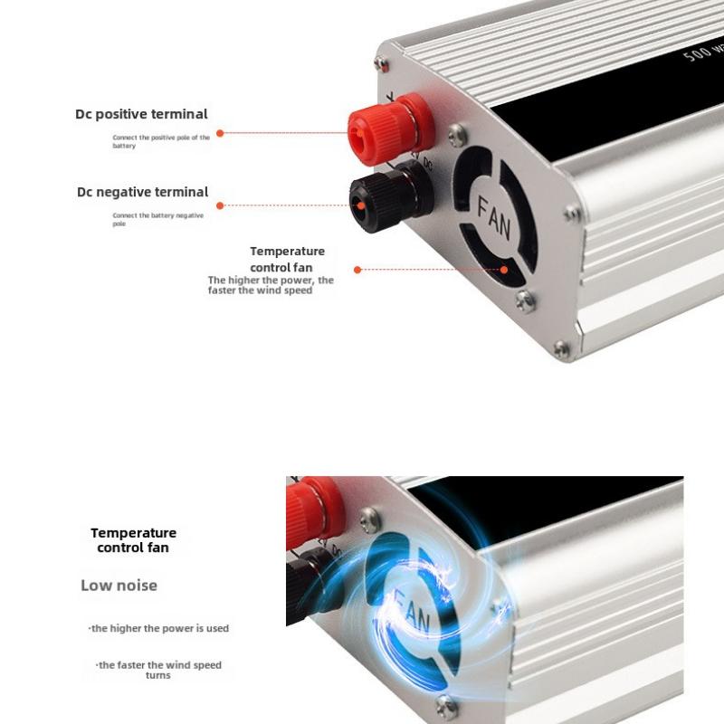 500 Вт инвертор с модифицированной синусоидой 12 В 24 В до 110 В 220 В полная мощность для зарядки портативного транспортного средства на открытом воздухе