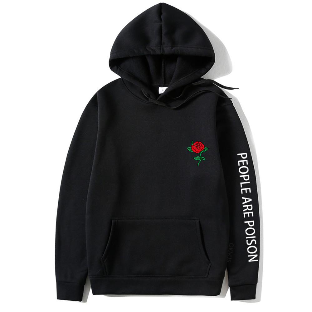 2023 Autumn Winter New Hoodie Men Fashion Red Rose Flower Sweatshirt with Print Autumn Winter Streetwear Men Women Casual Pullover Hoody Male