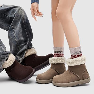 Новые зимние бархатные ботинки-дутики с большой головой, уродливые, но милые, для пары 22715-11715 черный, хаки, верблюжий-J