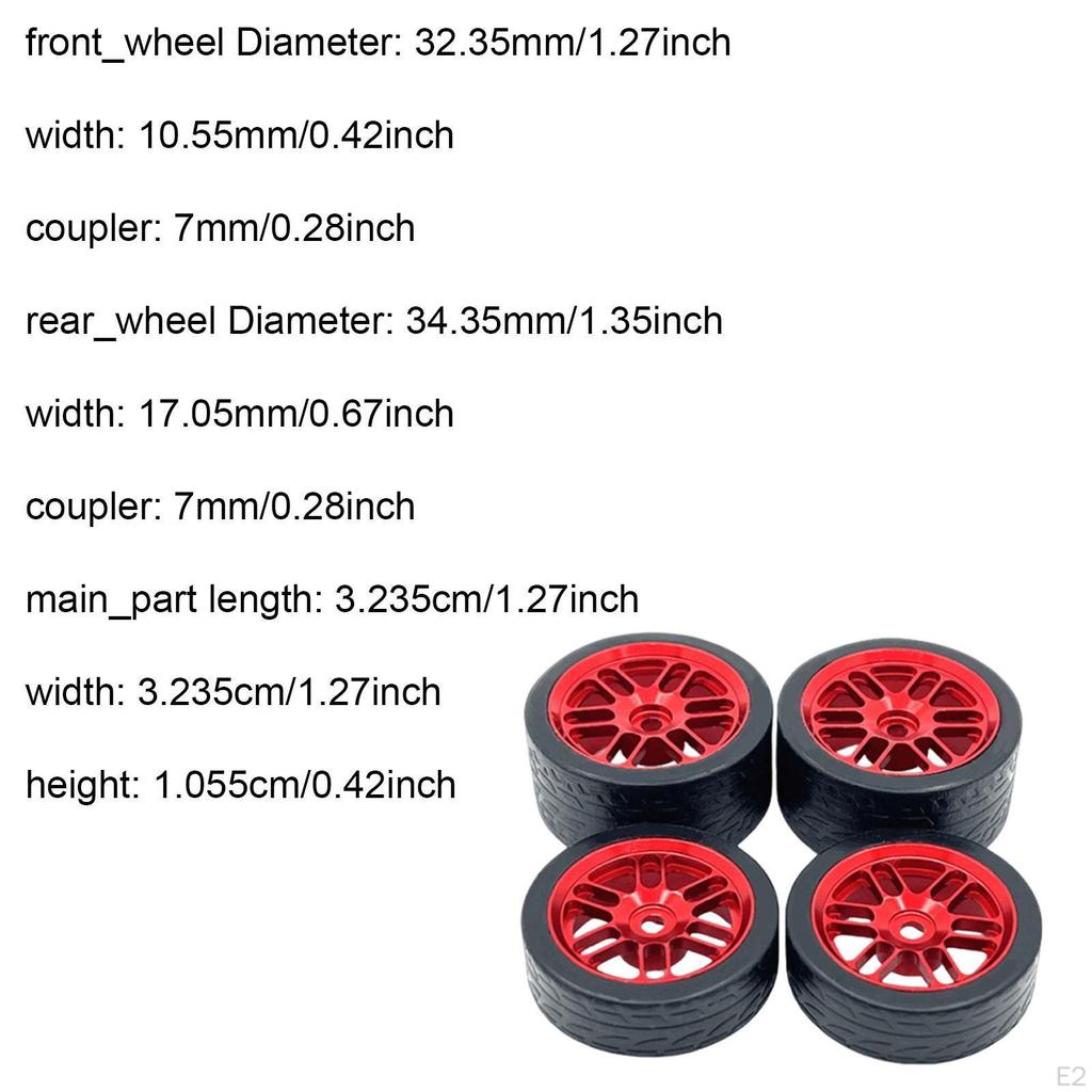 4 Heavy Duty Aluminum RC Replacement Tires for Micro-B 1/24 244016