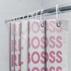 Chic Girl Boss Shower Curtain Set For Bath Decor Gradient Pink Typography Design Durable Fabric Material With Hooks Included
