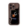 Черный кот с большими глазами для чехла на мобильный телефон iPhone17PorMax 17 Apple 16 матовый 14/15 всесторонний мягкий чехол