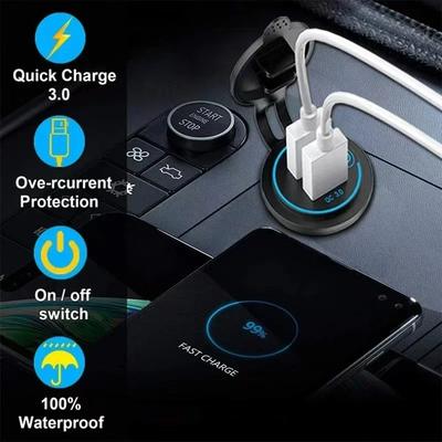 Автомобильный адаптер быстрой зарядки 60 Вт, двойной QC 3.0, двойной USB, розетка быстрого автомобильного зарядного устройства 12 В/24 В, водонепроницаемый с переключателем, автомобильная розетка питания