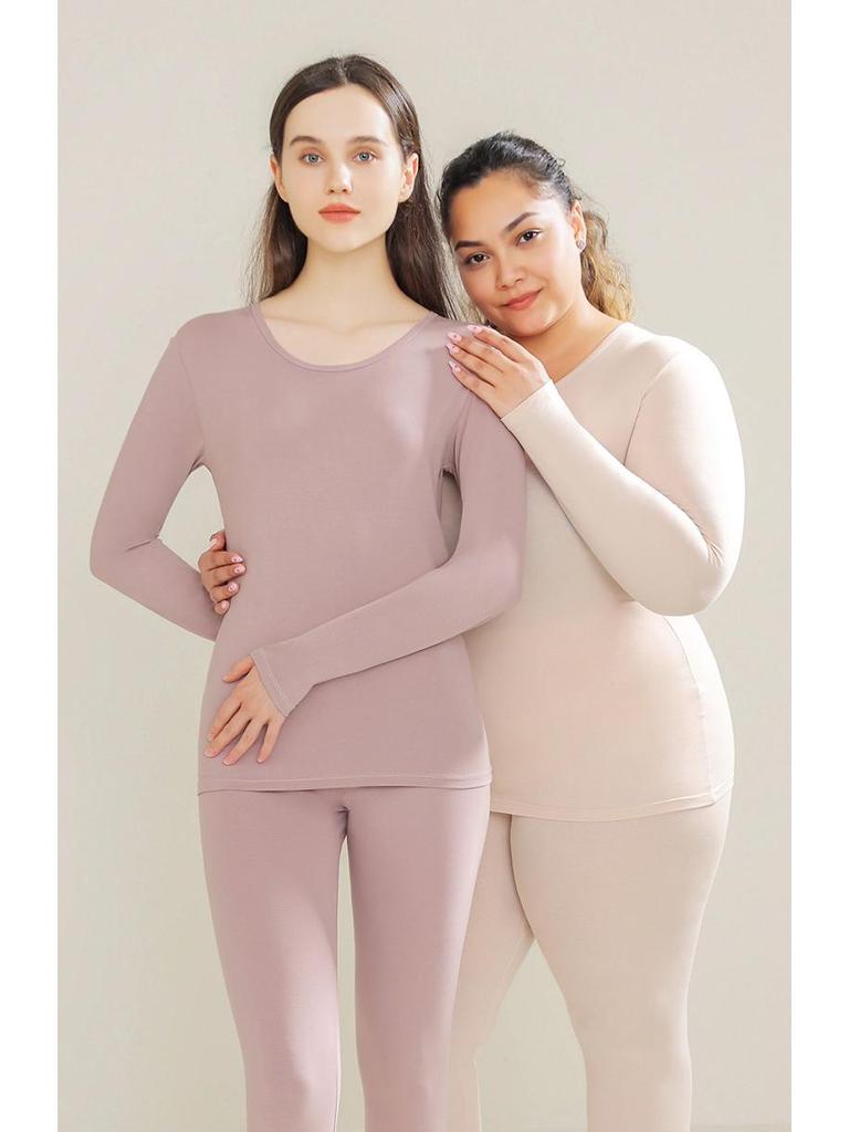 10A Антибактериальный женский приталенный комплект из чистого хлопка для осени - Базовый слой, Большой размер