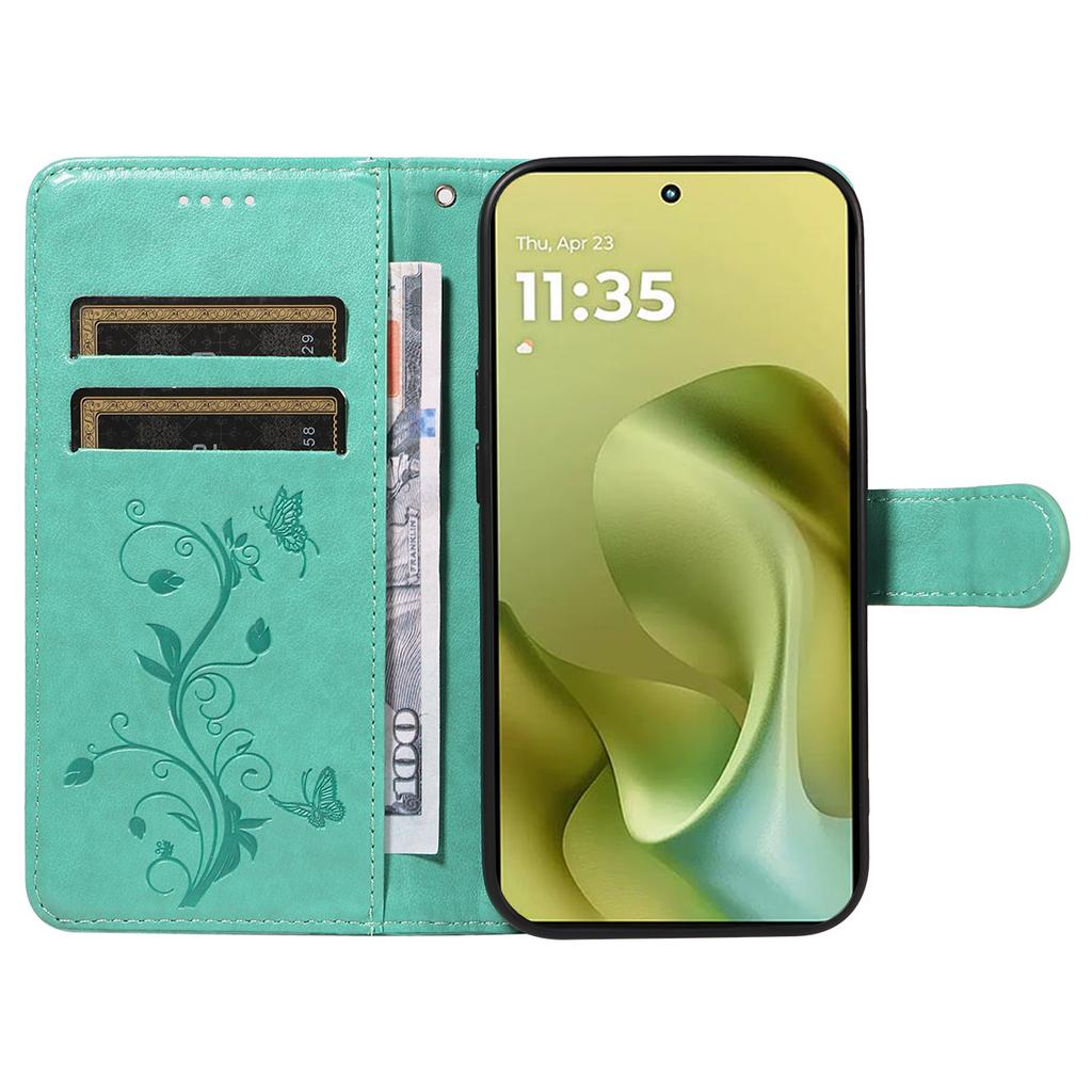 For Motorola Moto G86 5G/G86 Power 5G PU Leather Cases Flower Pattern Wallet Stand Phone Cover with Strap