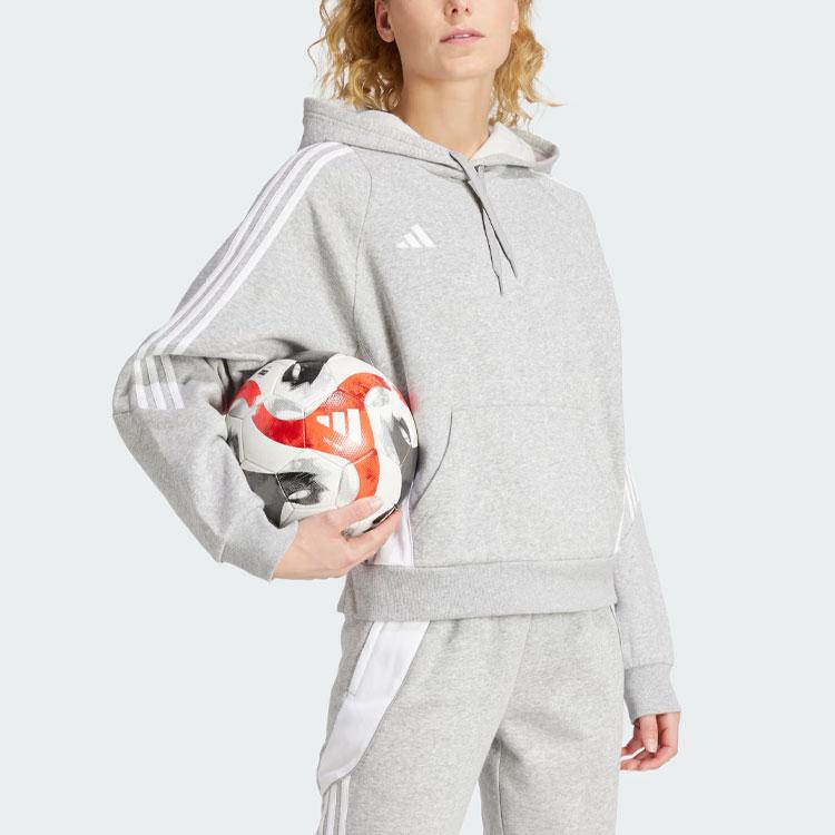adidas Женская толстовка Tiro 24 с капюшоном, тремя полосками и флисом, с длинным рукавом, серый IR7509