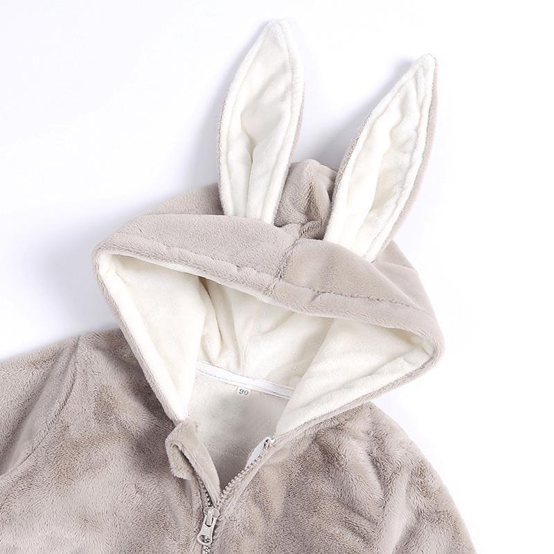 Детский комбинезон с заячьими ушками, осенне-зимний детский комбинезон, комбинезоны с флисовым капюшоном, комбинезон для малышей, одежда для маленьких девочек и мальчиков, одежда для новорожденных