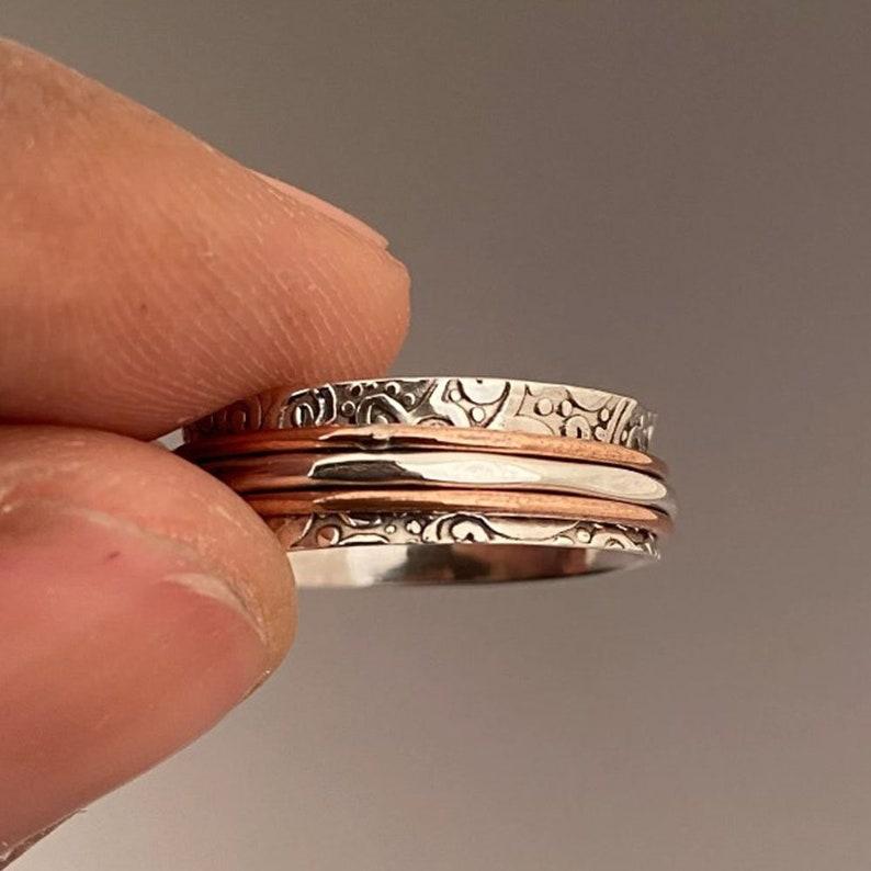 Двухцветное кольцо из твердого серебра 925 пробы, богемное кольцо, подарок для нее, серебряные украшения, кольцо унисекс