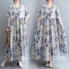 Plus Size Dress Women New Summer Style Dresses O-Neck Big Floral Loose Dresses