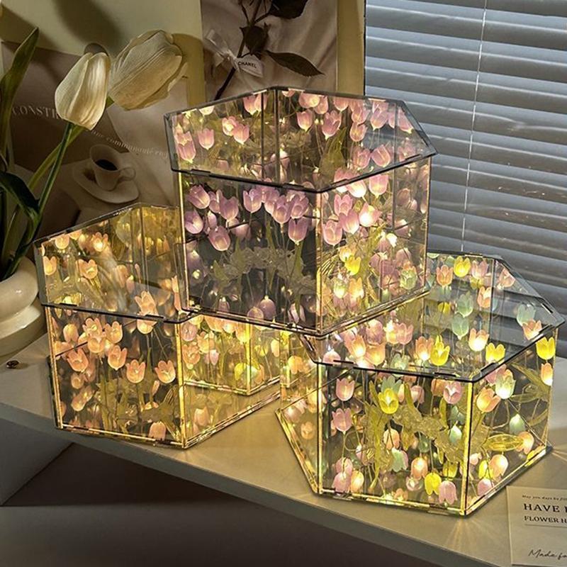 DIY Искусственная Роза Тюльпан Орнамент Ручной Работы Люминесцентный В Темноте Готический Декор Комнаты Домашний Декор для Девочек Украшения Для Стола