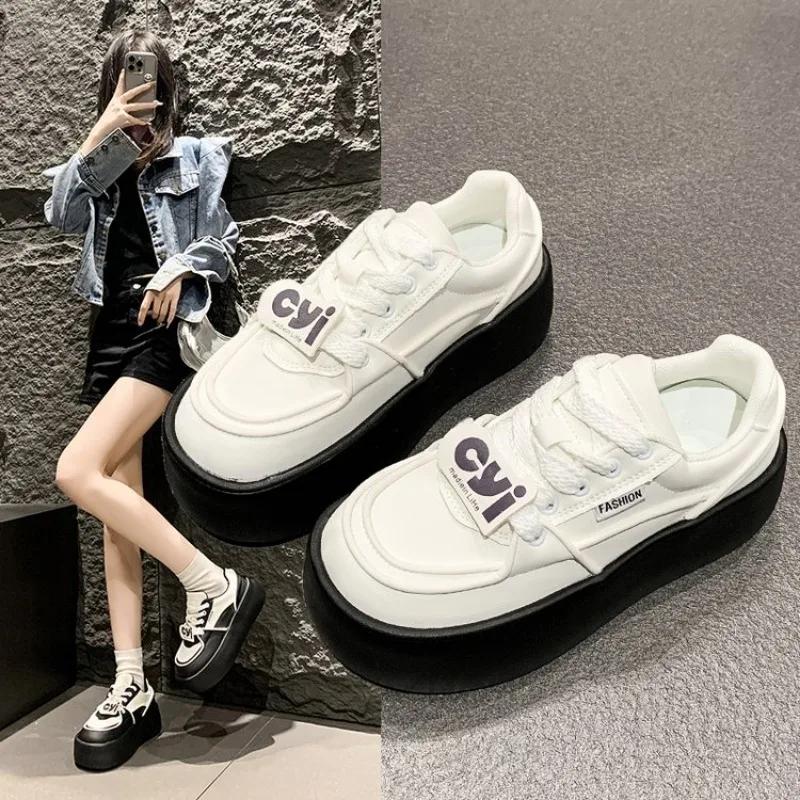 Модные женские кроссовки повседневные увеличивающие рост белые туфли модные на шнуровке удобные дышащие кроссовки платформа femme