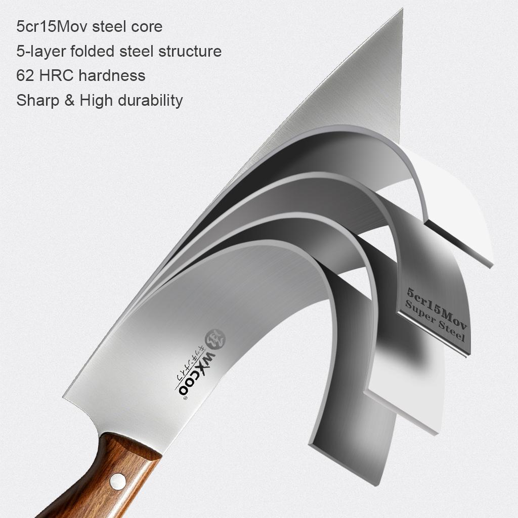 WXCOO Professional Chef Knife, High Hardness Stainless Steel Razor Sharp Blade, Ergonomic Solid Wood Handle, Multipurpose Kitchen Knife