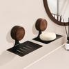 Nordic Style No Need To Drill Holes Wall-mounted Walnut Wood Soap Dish Suction Cup Soap Box  Bathroom Toilet Draining Soap Rack