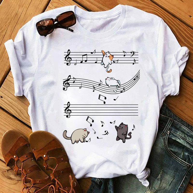 Футболка с принтом Music Note Heart, модная женская футболка 90-х годов, женские топы для девочек, милые футболки с короткими рукавами, женская футболка, одежда