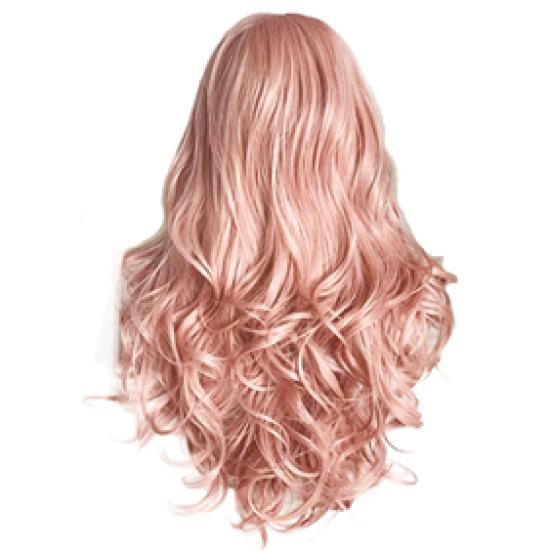 Розовый вьющийся длинный парик с центральным пробором для женщин, искусственные волосы для косплея, шиньон для вечеринки