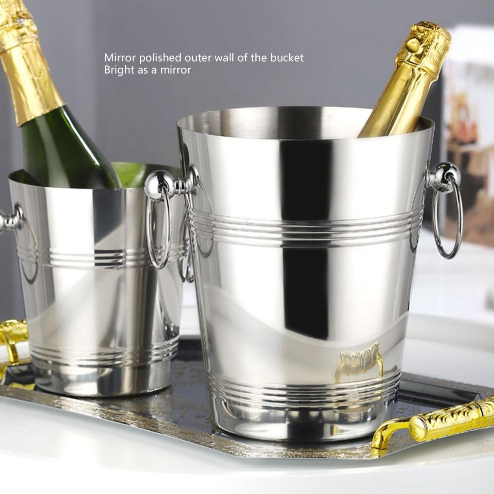 Stainless Steel Stainless Steel Ice Bucket Polished Finish Metal Beverage Bucket Bar