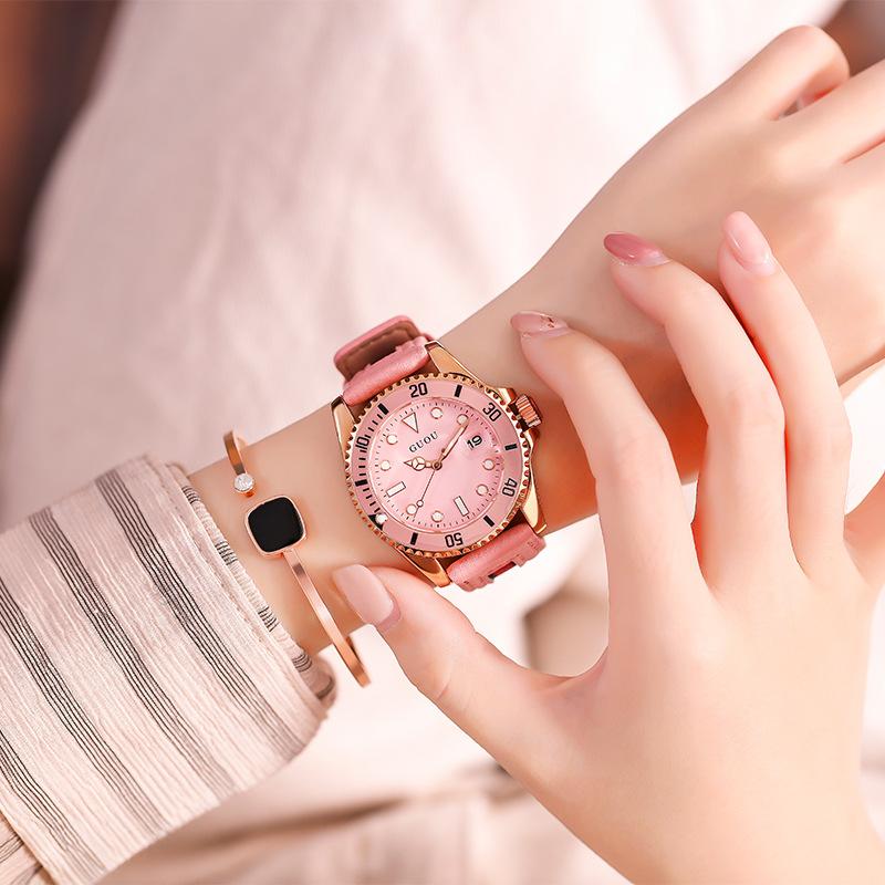 Watch Women's Belt Ribbon Fashion Trend Large Dial Women's Watch Casual Student Waterproof Calendar