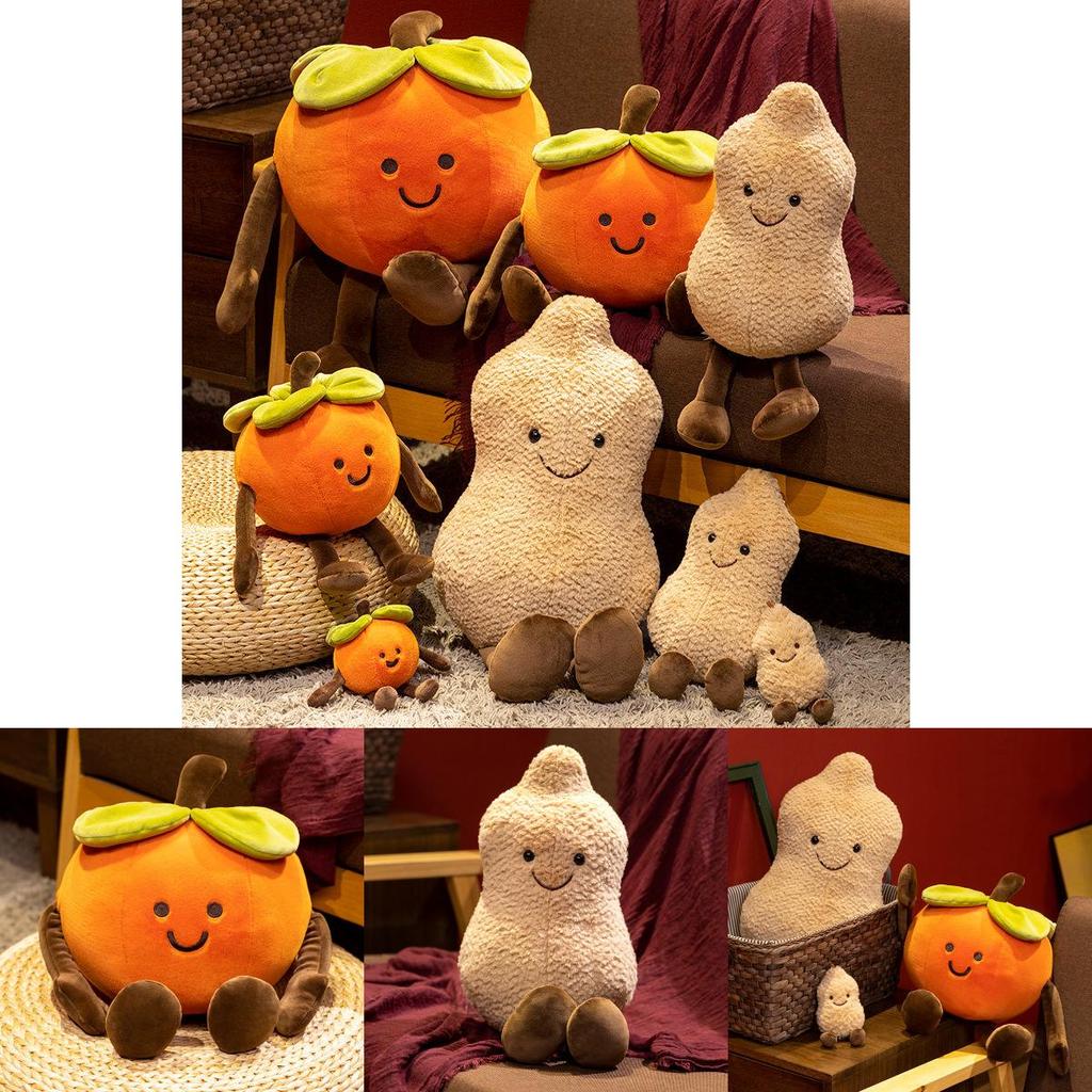 Adorable Cartoon Style Plush Persimmon And Peanut Pillow Soft Toy For Home Decoration