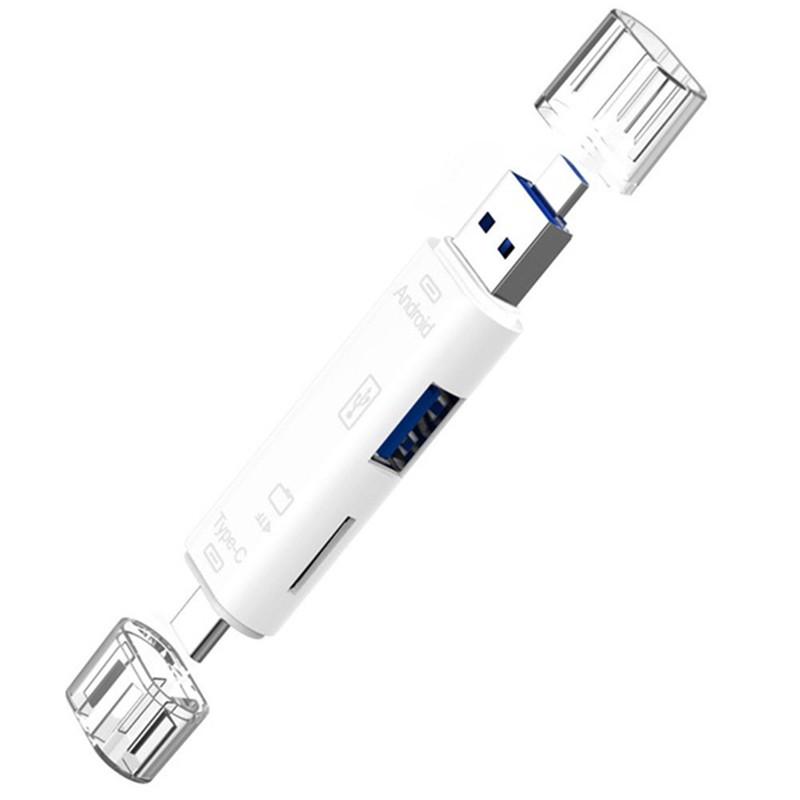 5 в 1 Многофункциональный USB 3.0 Тип C / Usb / Micro Usb / Tf Устройство чтения карт памяти Адаптер для чтения карт OTG