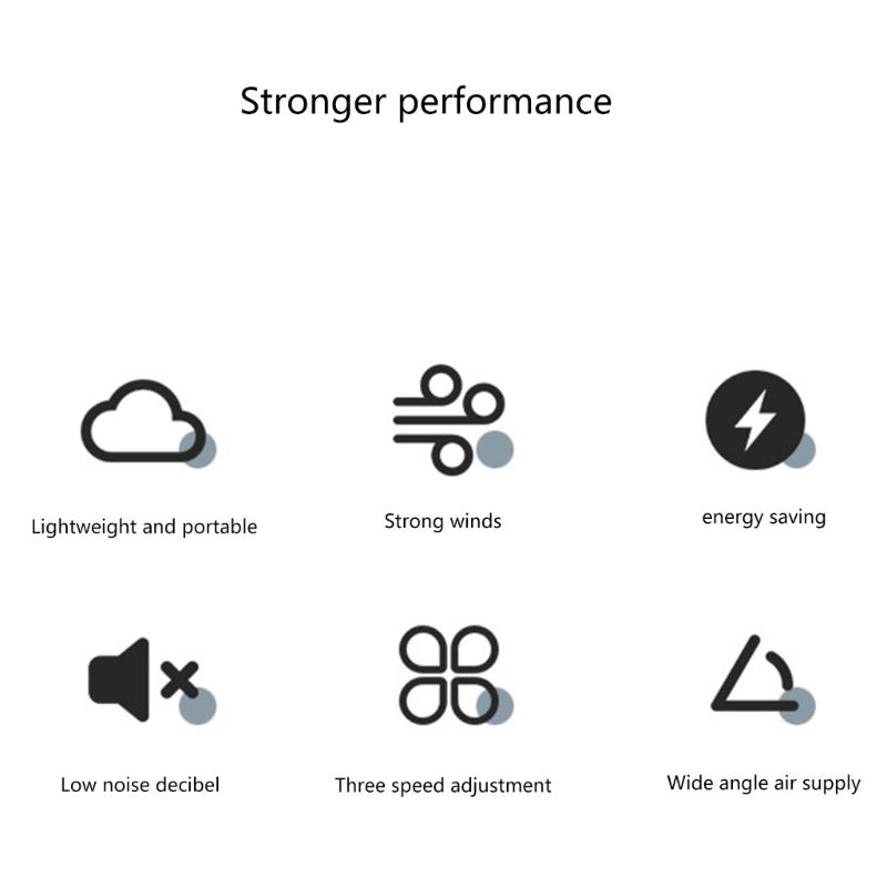 USB Вентилятор Тихая работа 3 скорости Тихая работа USB Перезаряжаемый для дома и офиса Мощное охлаждение