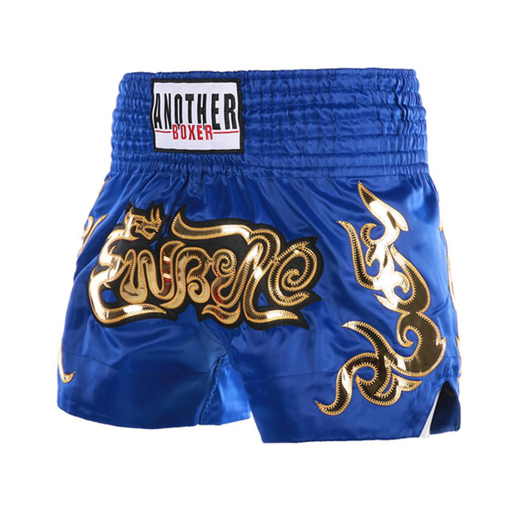 Metallic Letter Satin Boxing Shorts for Boys Kids - Fitness Trunks with Side Slit and Elastic Wide Waistband