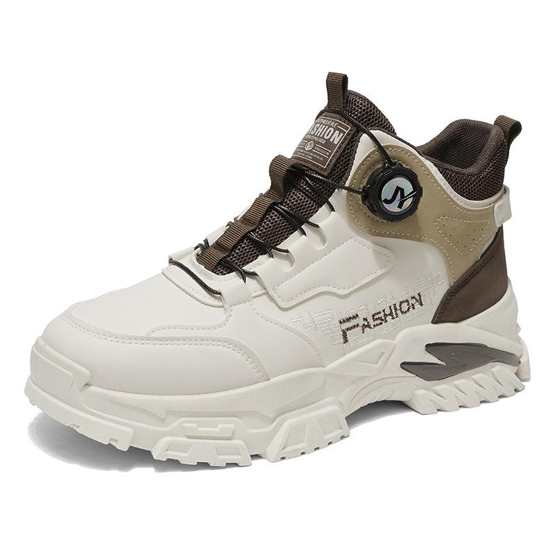 High-top men's shoes autumn new rotating button sports shoes men's trend versatile thick soles increase height casual