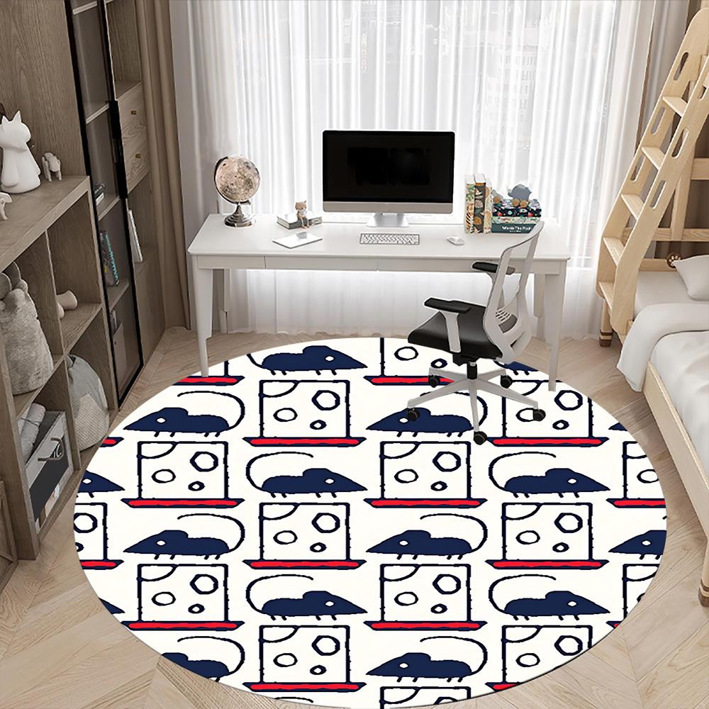 1pc Mouse Cheese Office Round Area Rug, Mat Suitable For Office, Under Office Chairs Bedroom Living Room Home Decor, Room Deco