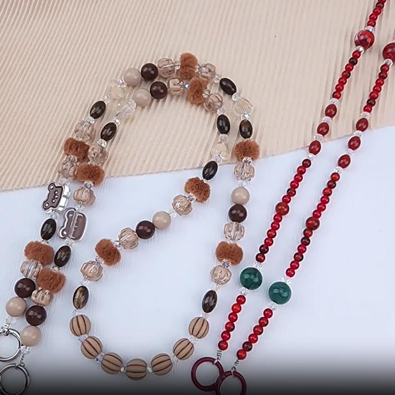 Цветной акриловый диагональный кукольный ремешок, цепочка с крестиком, ручная работа, бисерное украшение для сумки, чехол для мобильного телефона, кулон, ювелирное изделие