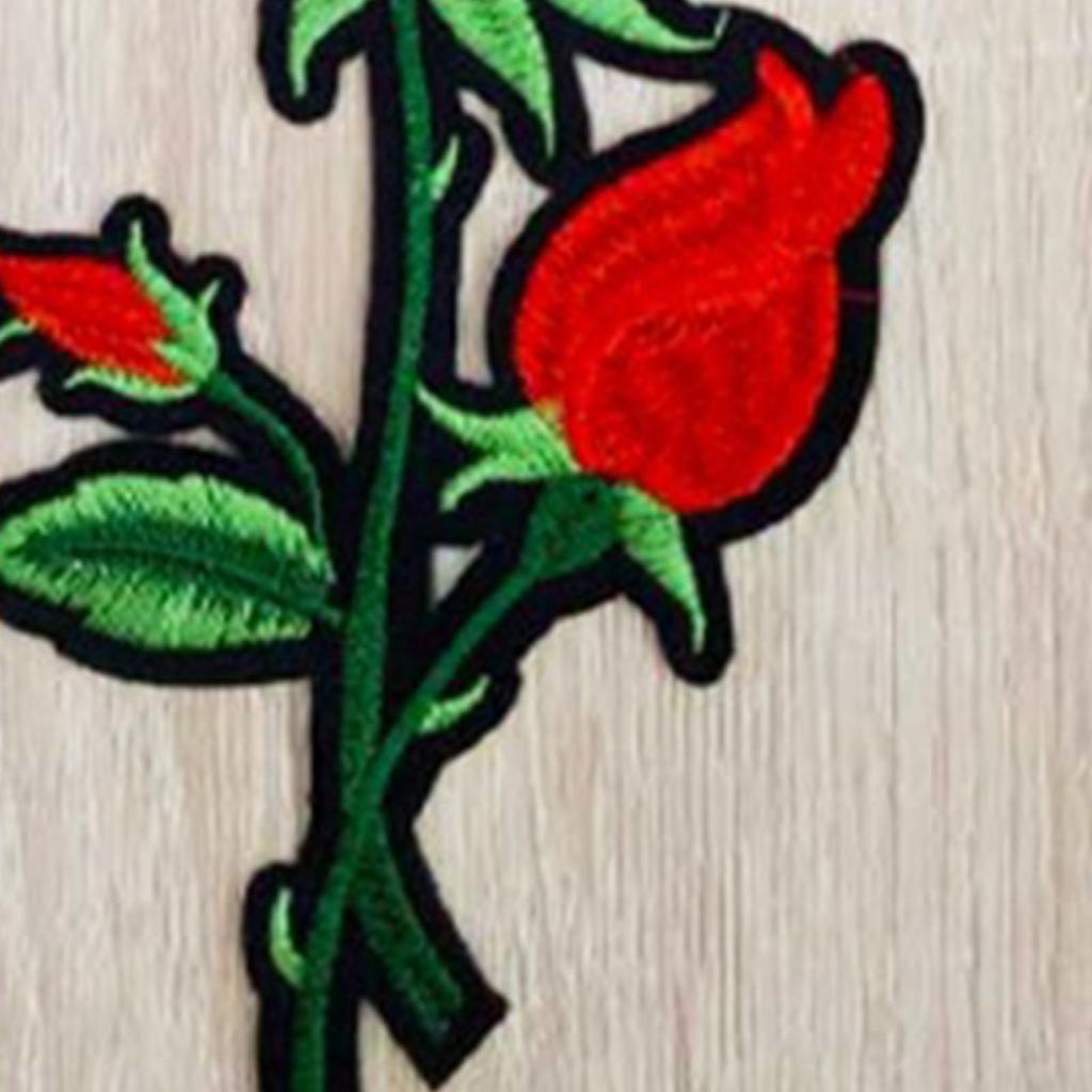 Красная роза вышитая нашивка милый высококачественный изысканный цветочный термонаклейка на нашивку для курток одежды рубашек