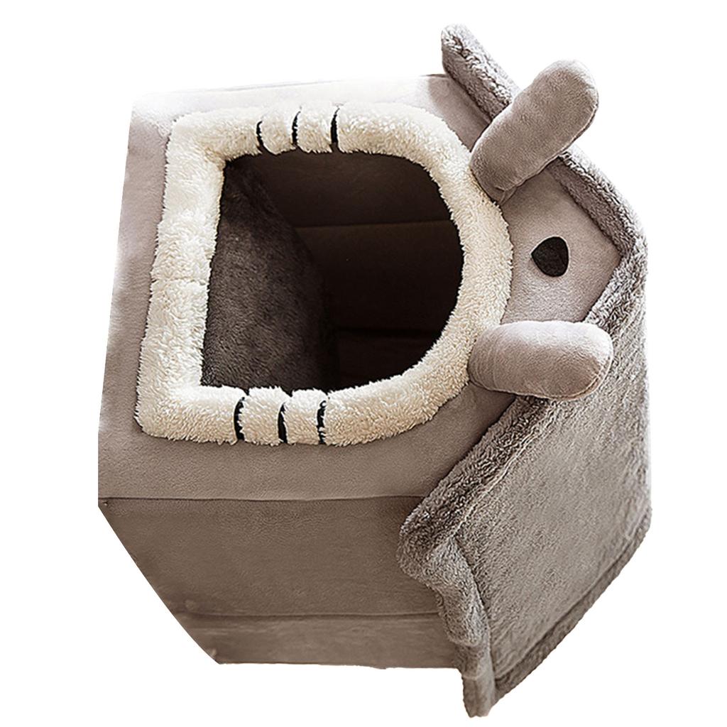 Small Dog House Warm Detachable Washable Triangular Roof Furry Indoor Sleeping Bed for Cat Pets